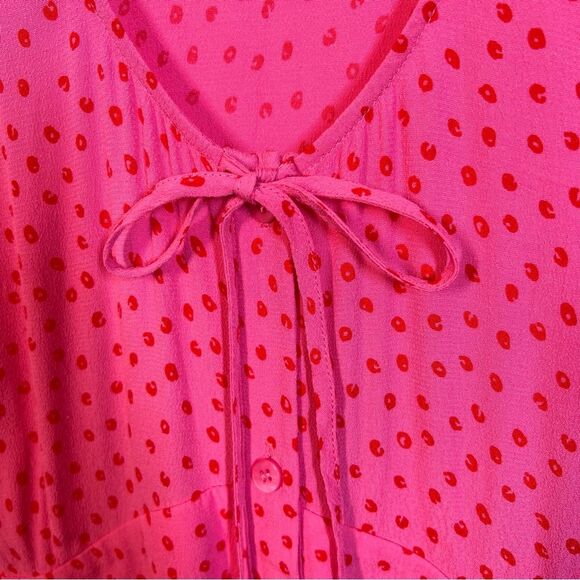 Whistles Women’s Size 14 Pink Red Polka Dot Heidi Spot Print Midi Dress - Picture 10 of 15